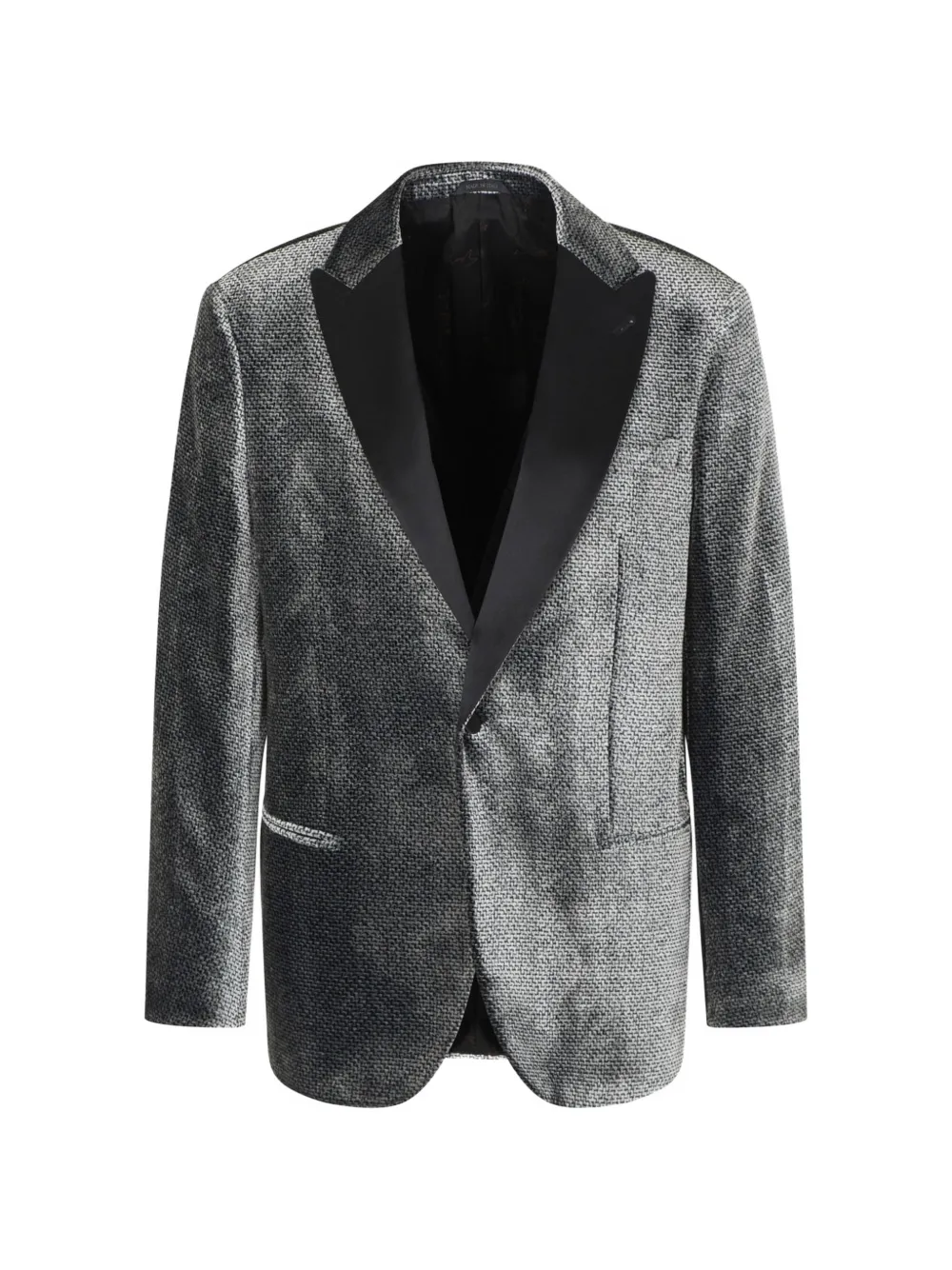 Giorgio Armani single-breasted devoré-velvet tuxedo jacket - Nero