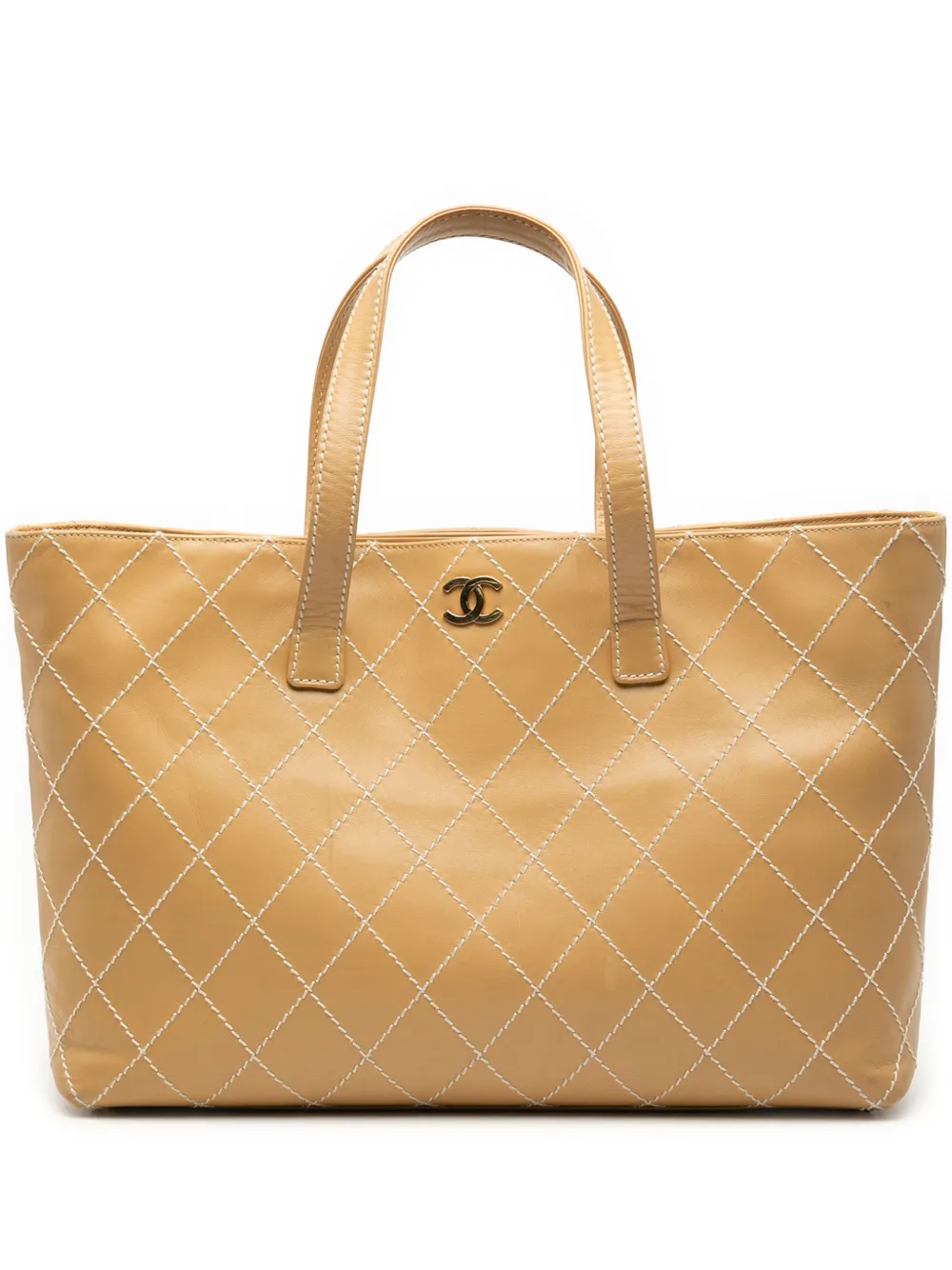 CHANEL Pre-Owned 2002-2003 Large CC Calfskin Wild Stitch tote bag - Marrone