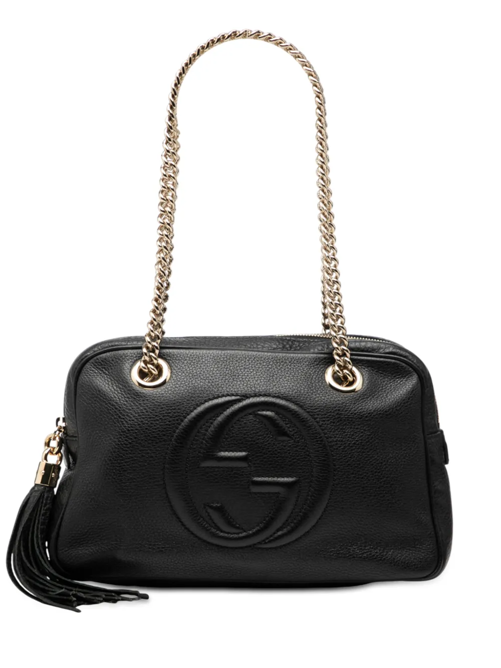 Gucci Pre-Owned 2000-2015 Pebbled Leather Soho Chain Zip shoulder bag - Nero
