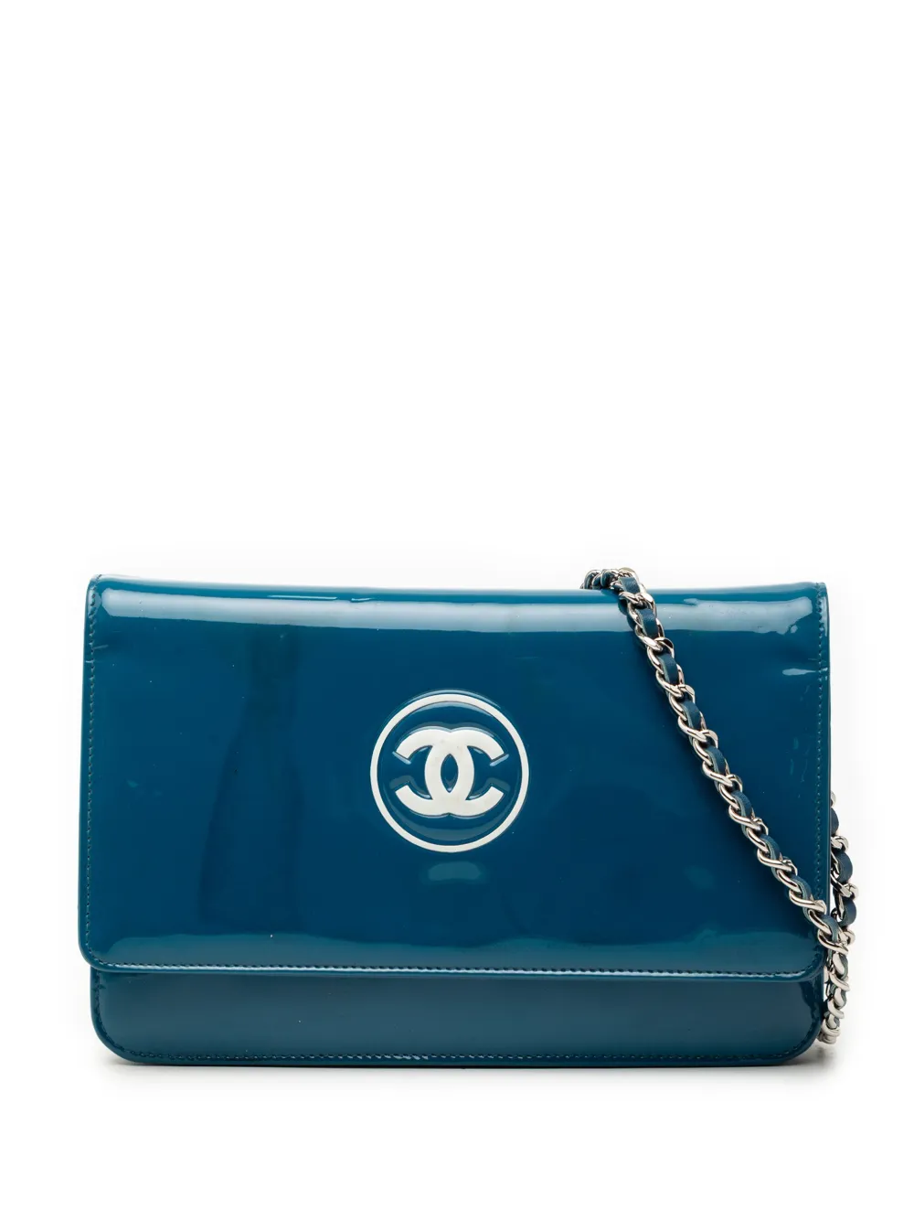 CHANEL Pre-Owned 2012-2013 CC Patent Wallet On Chain crossbody bag - Blu