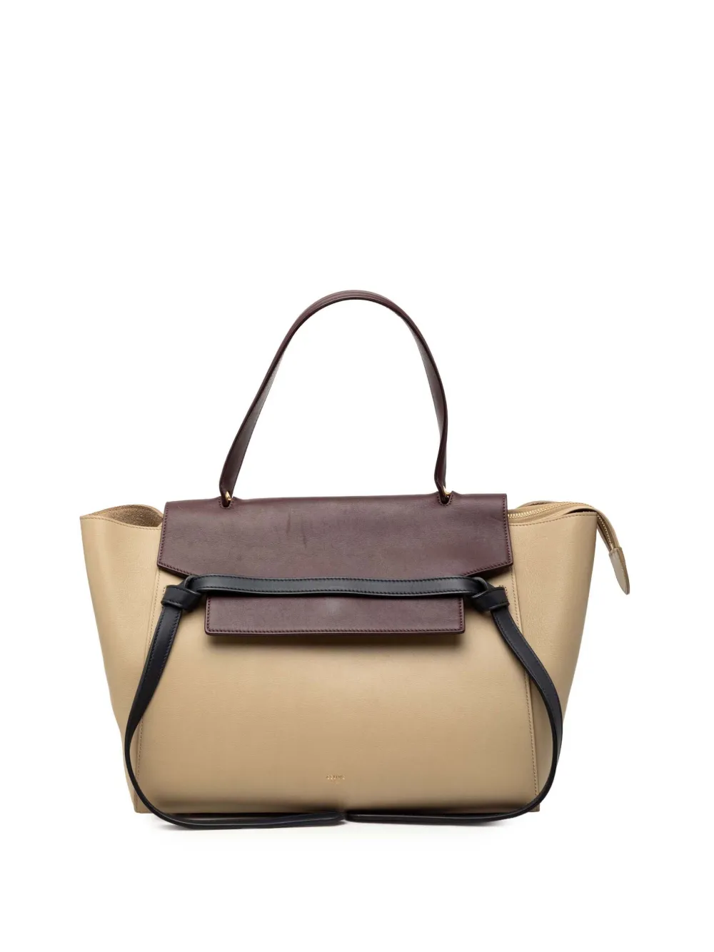 Celine Pre-Owned 2014 Mini Tricolor Grained Calfskin Belt satchel - Marrone