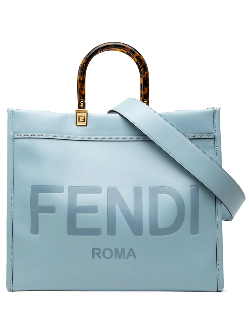 Fendi Pre-Owned 2010-2026 Medium Leather Sunshine Shopper Tote satchel - Blu