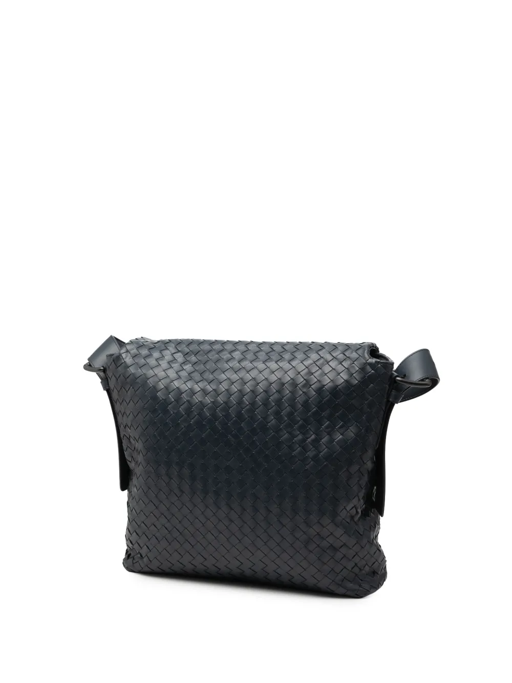  Bottega Veneta Pre-owned Borsa A Tracolla In Nappa Con Battente E Motivo Intrecciato 2010-2025 - Nero 