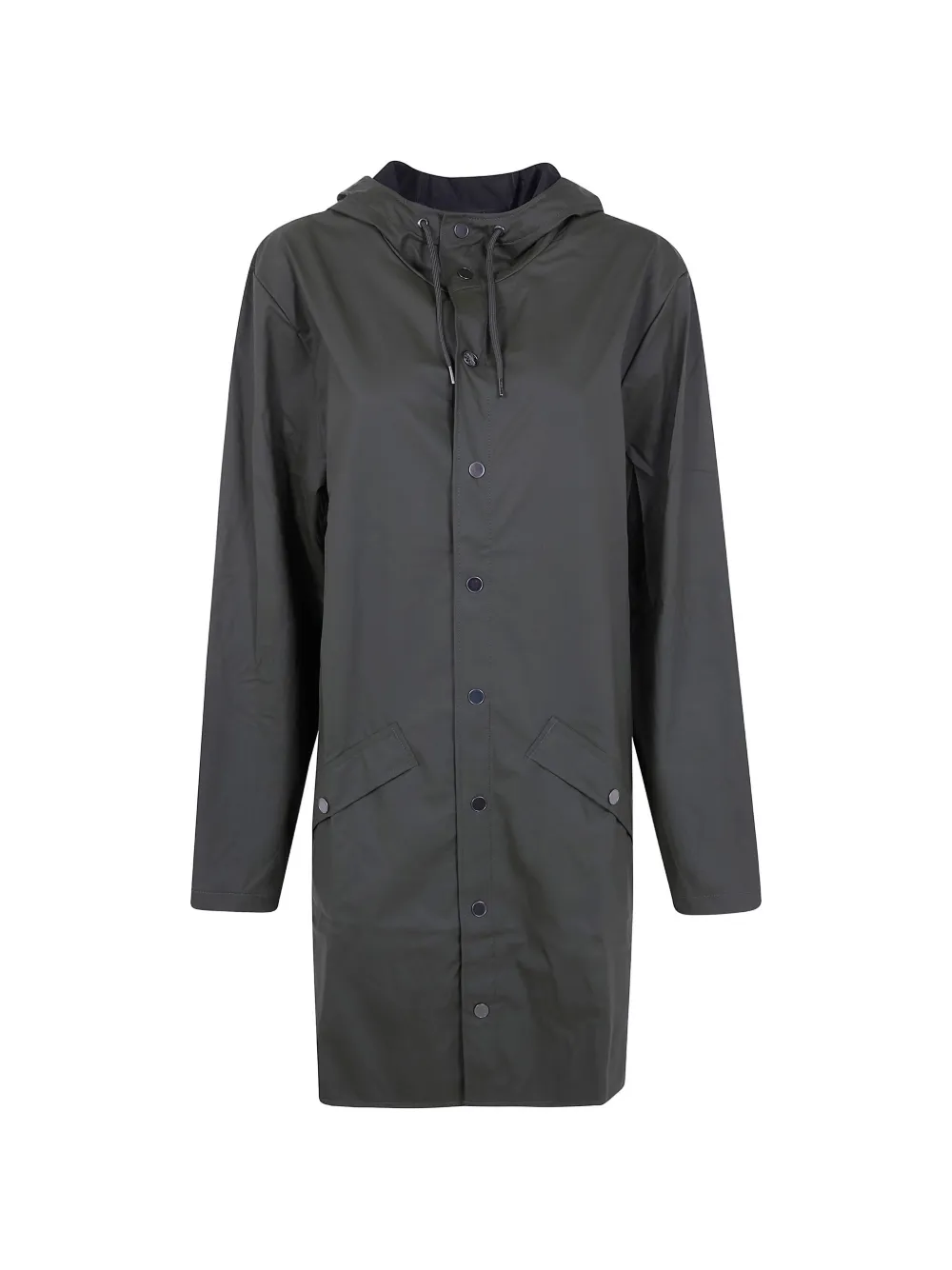 Rains Long Jacket hooded pocket coat - Verde