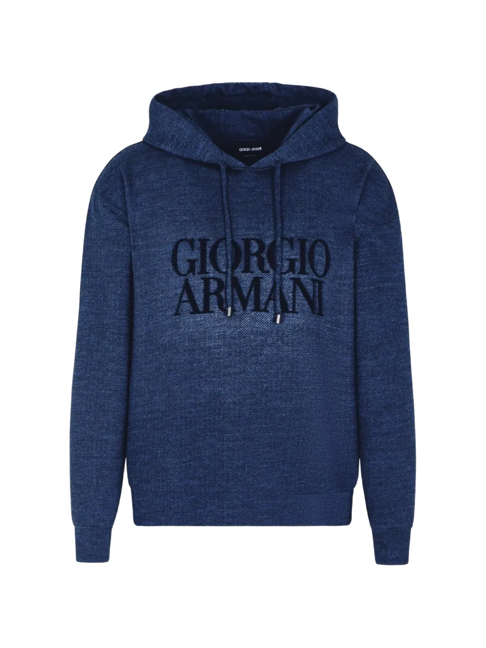 Giorgio Armani logo drawstring hoodie - Blue