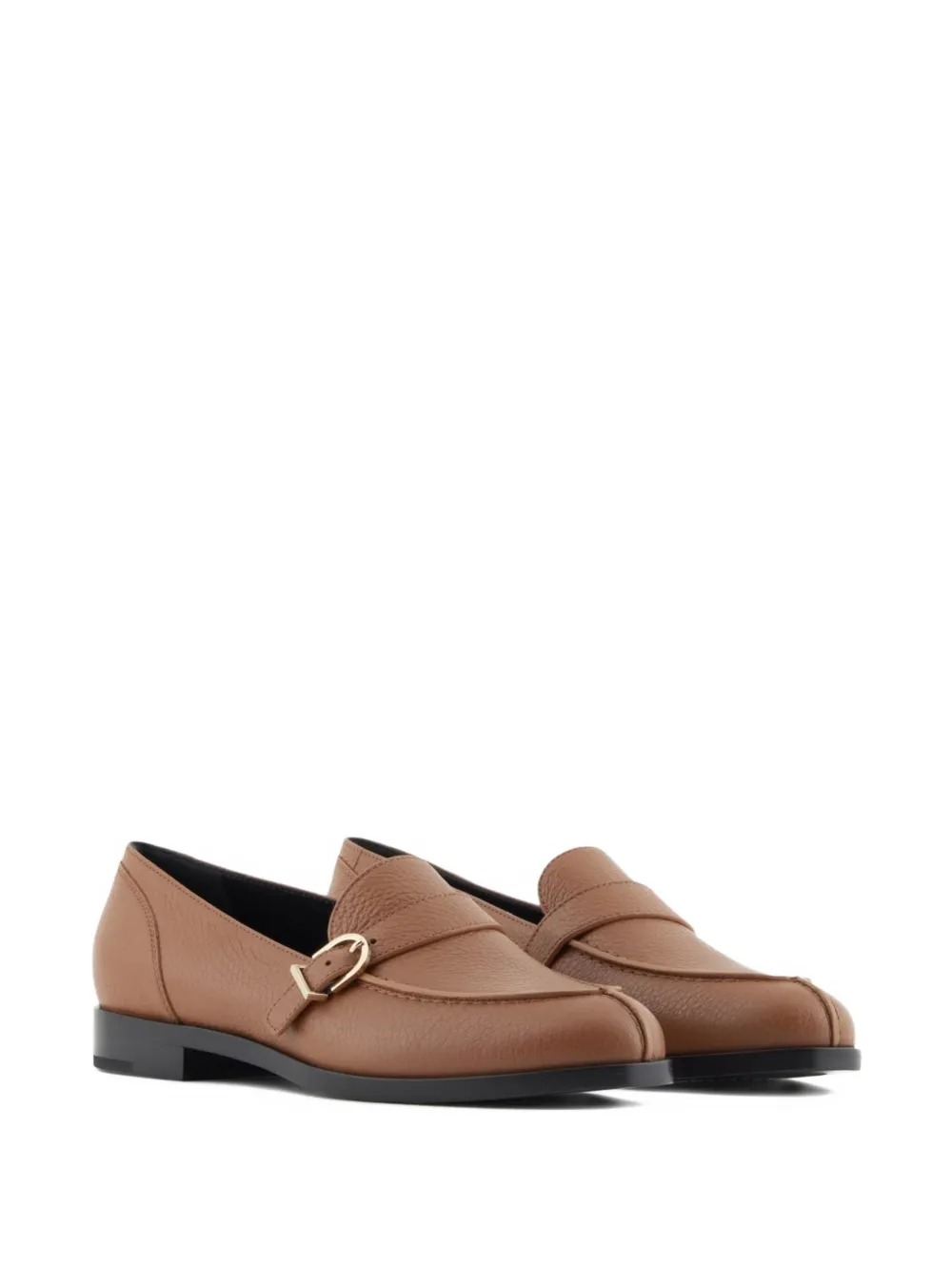 Giorgio Armani buckle-strap leather loafers - Marrone