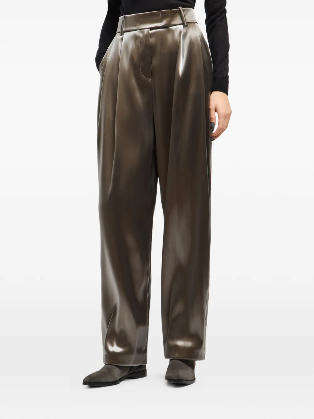 Giorgio Armani Plooibroek met toelopende pijpen Bruin