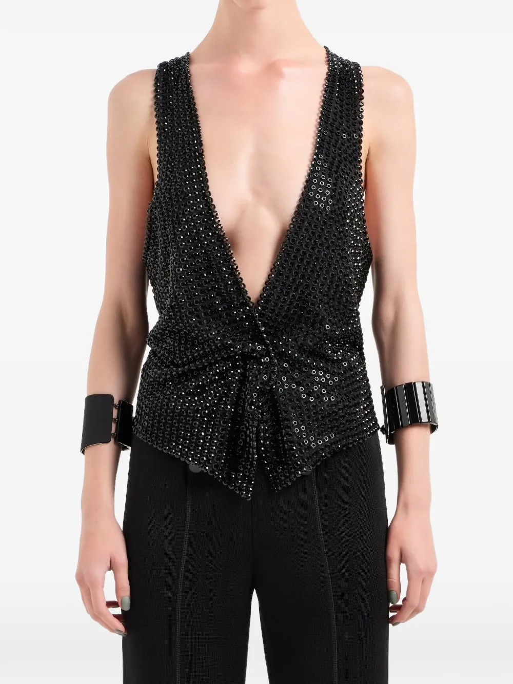 Giorgio Armani Gilet verfraaid met V-hals Zwart