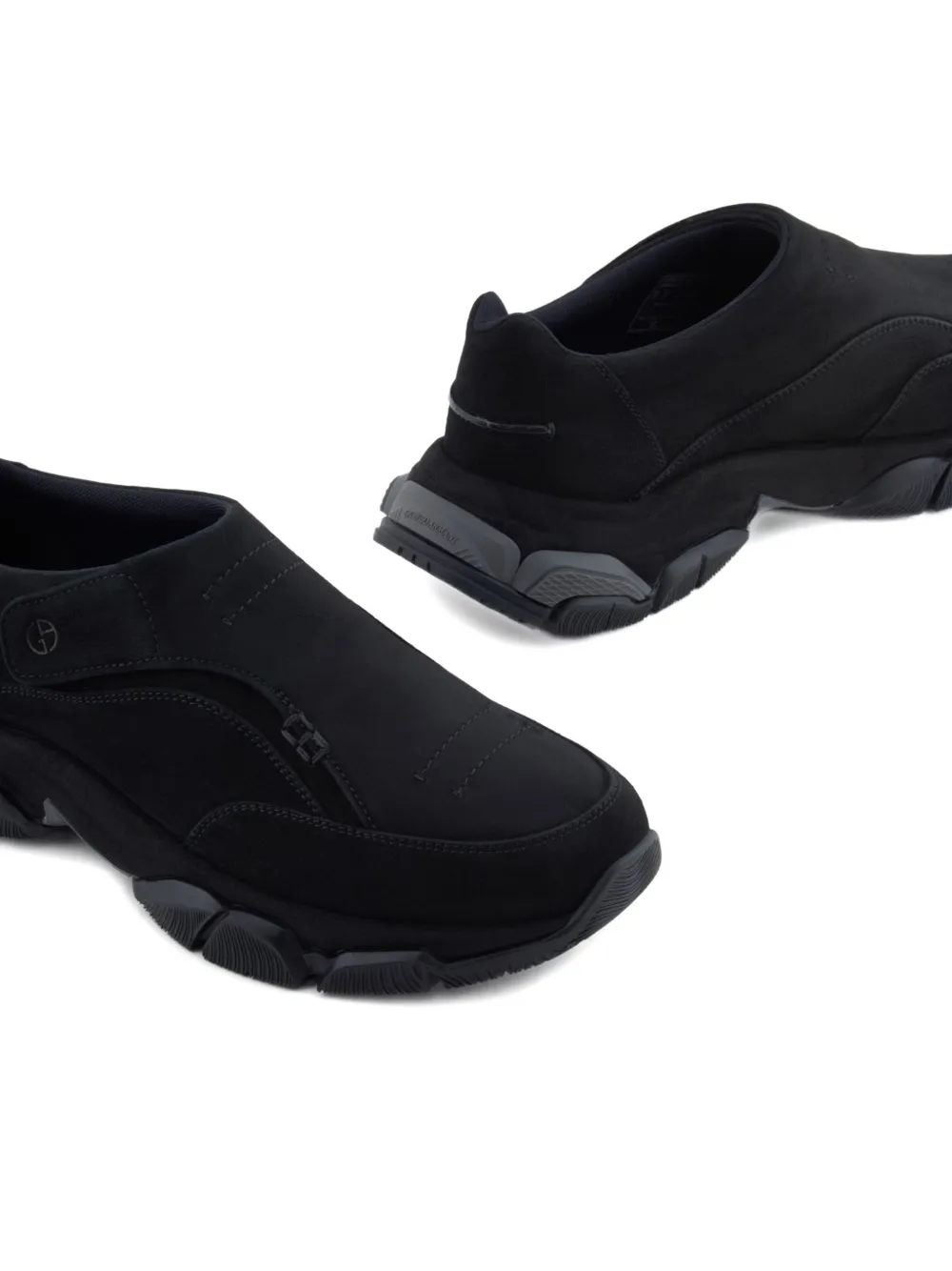 Giorgio Armani suede slip-on sneakers Zwart