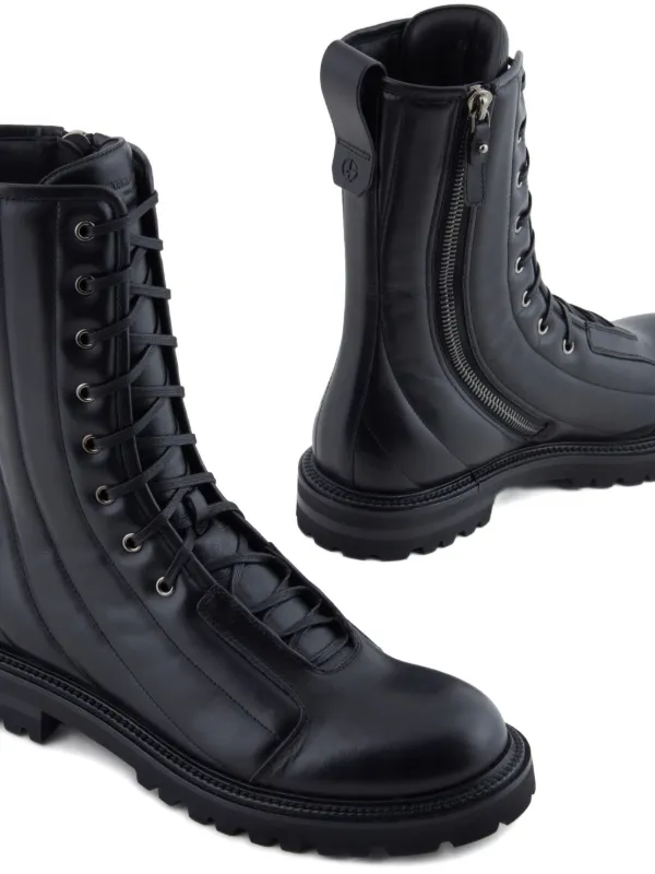 Giorgio Armani lace-up Combat Boots | Black | FARFETCH
