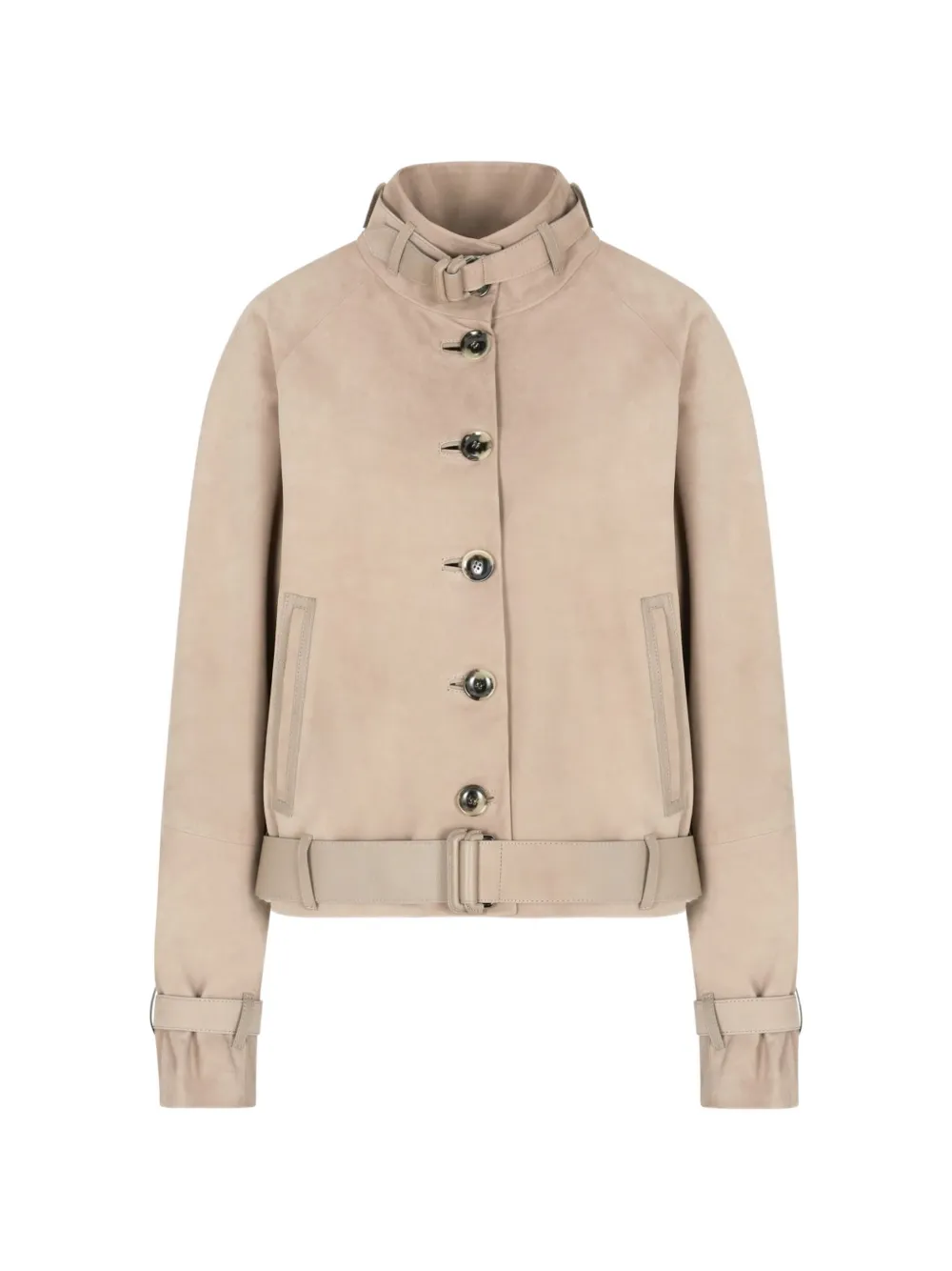 Giorgio Armani stand-collar leather jacket - Toni neutri