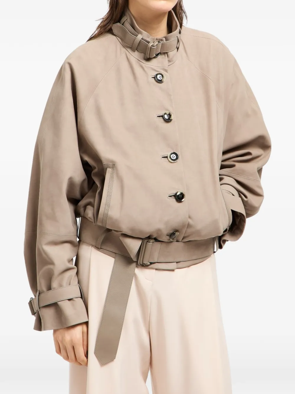 Giorgio Armani Leren jack - Beige