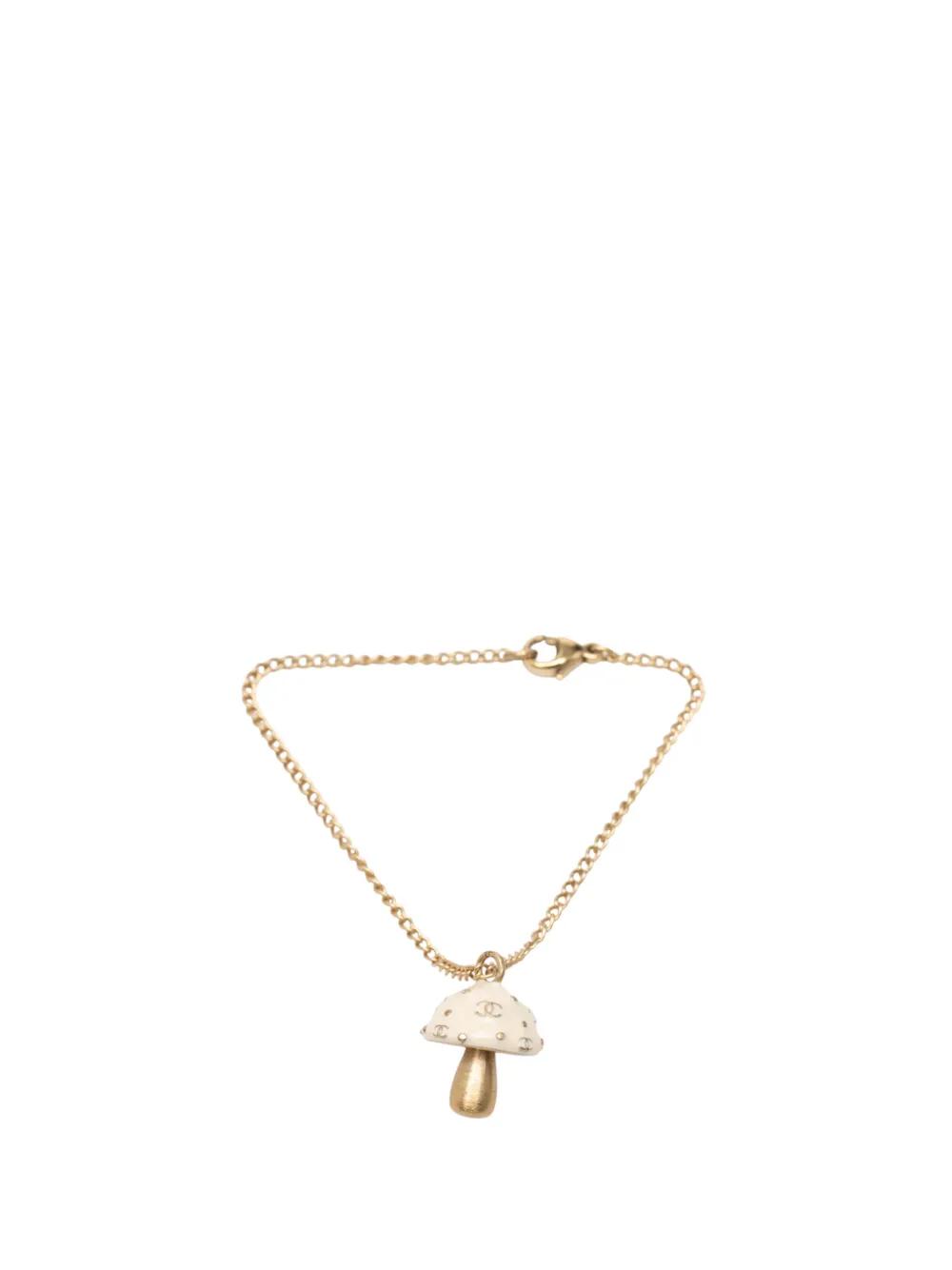 CHANEL Pre-Owned Bracciale placcato oro con ciondolo a fungo smaltato 2003