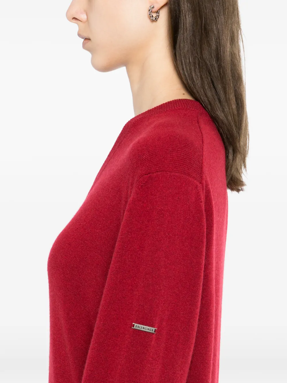 Balenciaga Trui met V-hals en lange mouwen Rood