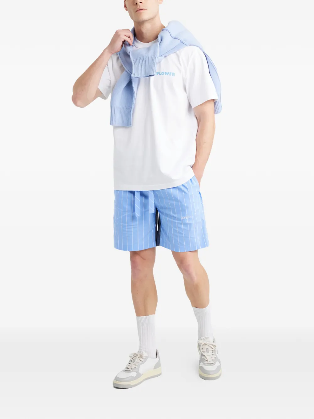  Off Duty Striped Drawstring Shorts - Blue 