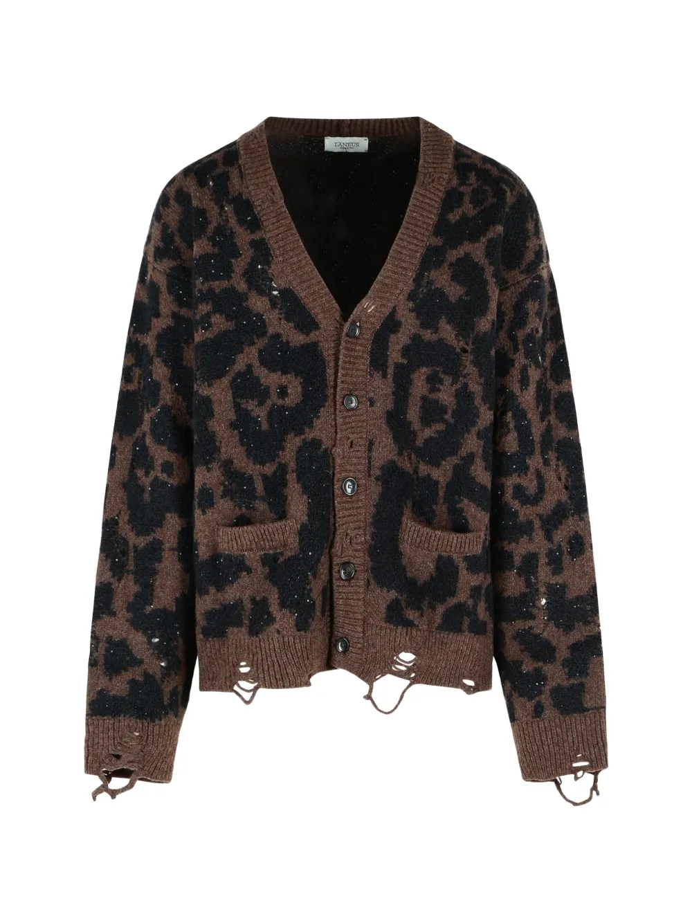 Laneus leopard-pattern cardigan - Marrone