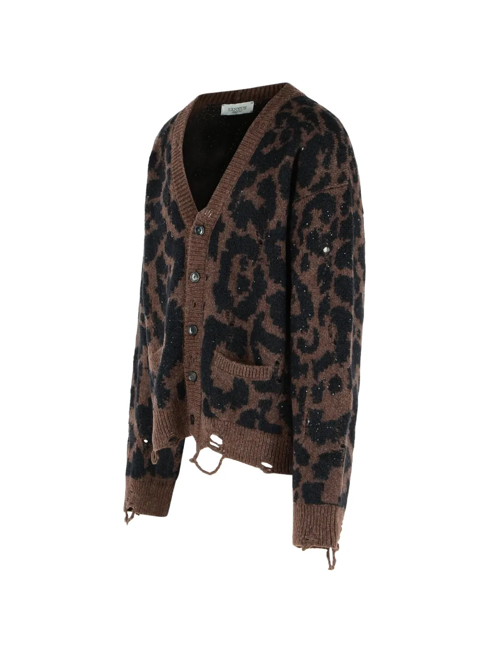  Laneus Leopard-pattern Cardigan - Brown 