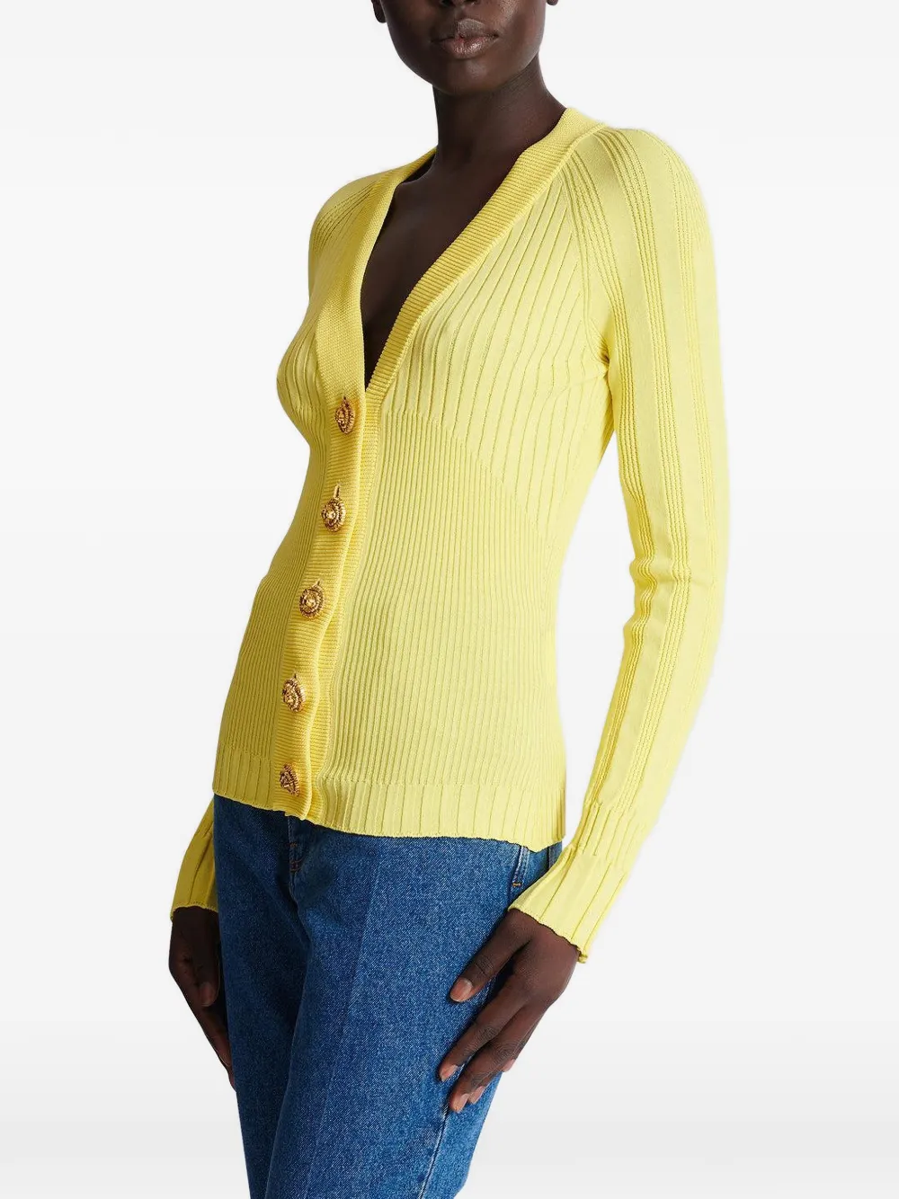 Balmain Vest met knopen en V-hals Geel