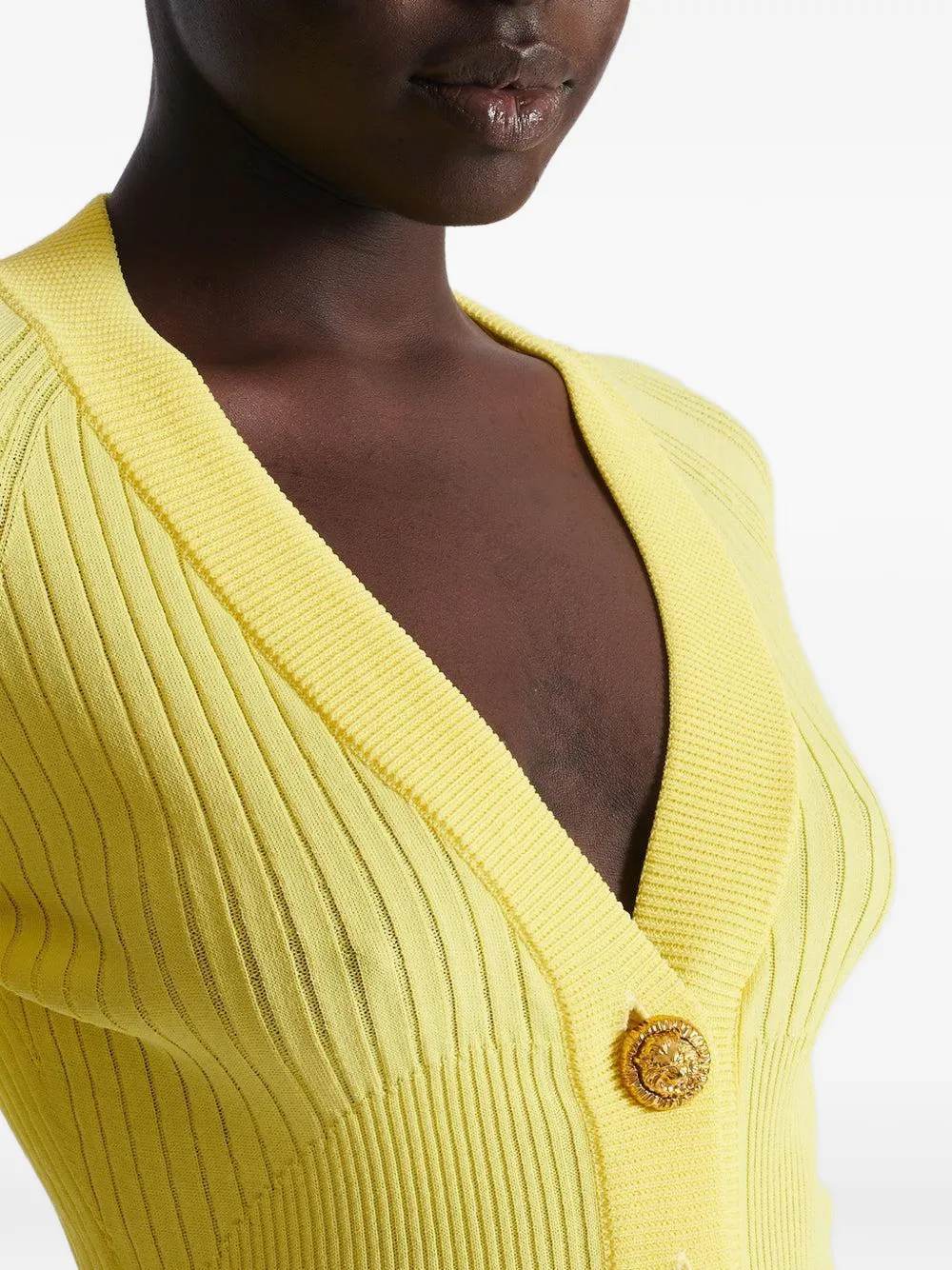 Balmain Vest met knopen en V-hals Geel