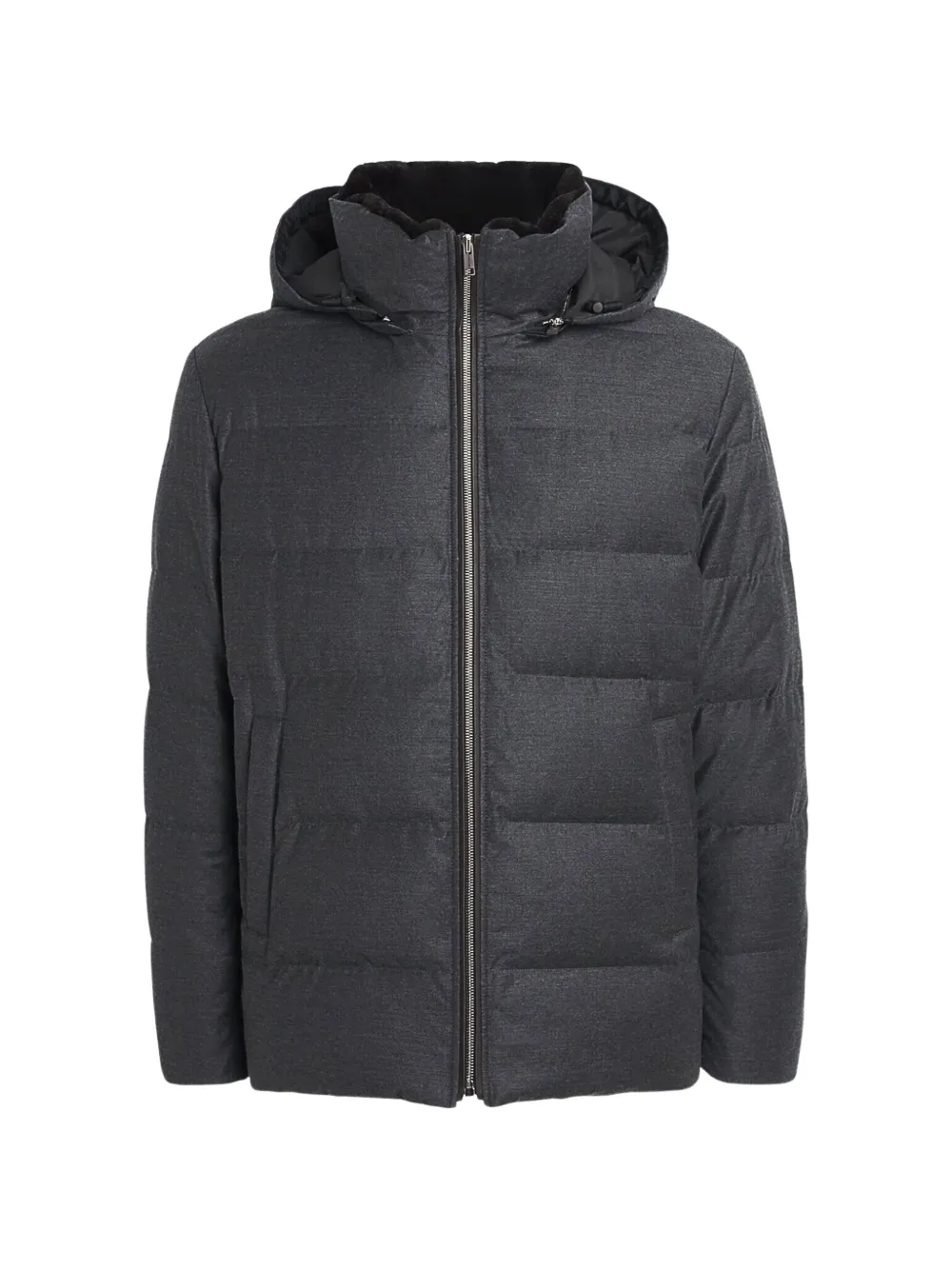 Yves Salomon Cappotto imbottito con cappuccio - Grigio