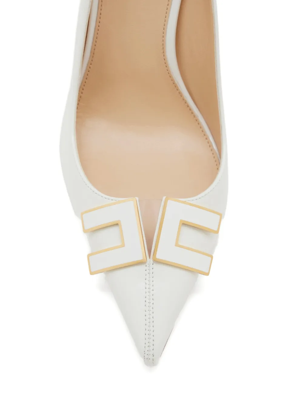 Elisabetta Franchi Stiletto pumps met logopatch Wit