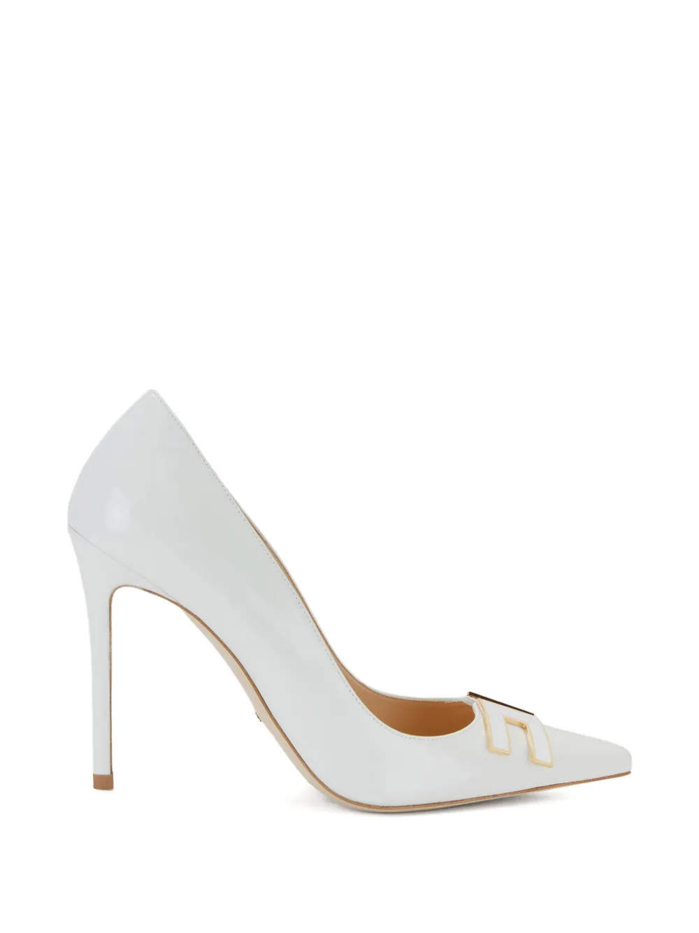 Elisabetta Franchi Stiletto pumps met logopatch Wit