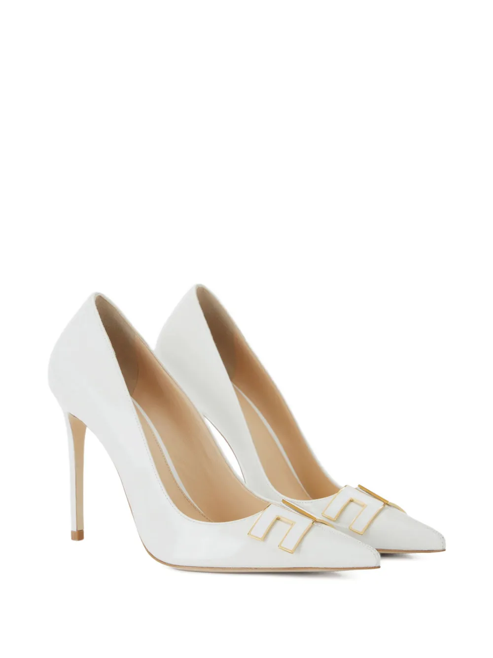 Elisabetta Franchi Stiletto pumps met logopatch Wit