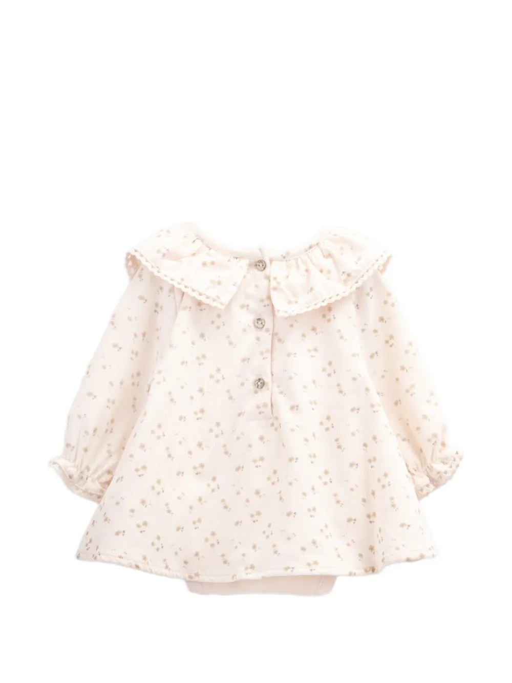 Knot Carol ribfluwelen babyjurk met ruches Beige
