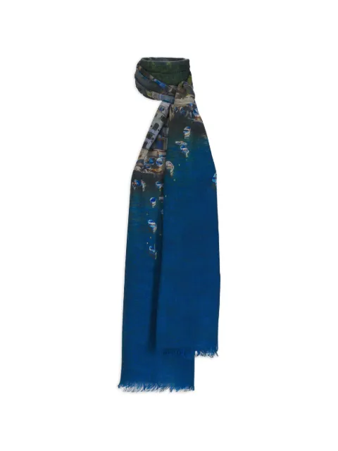Akris boat print fringed scarf
