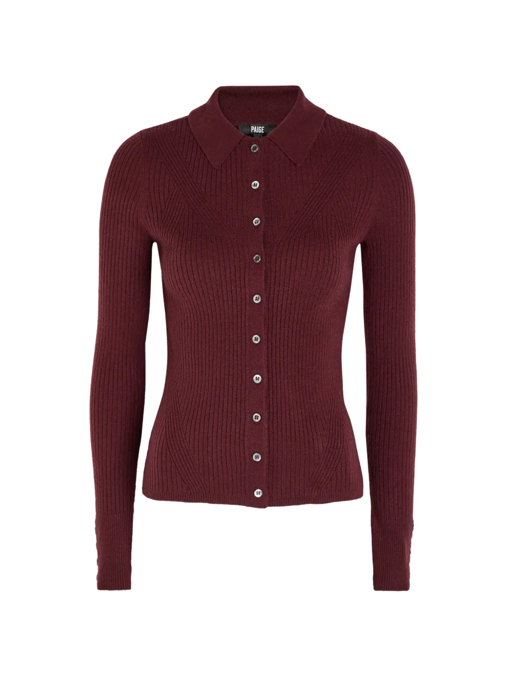 PAIGE Jayde button ribbed shirt - Rosso