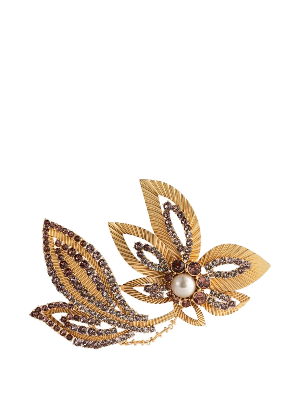 Dolce & Gabbana leaf embellished brooch - Oro