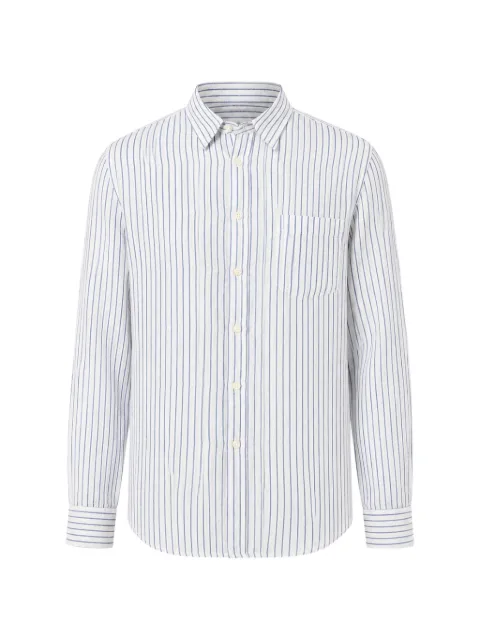 120% Lino vertical-stripe chest-pocket shirt