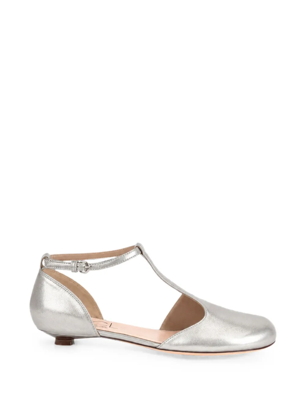 AGL metallic-effect T-bar ballet flats Zilver