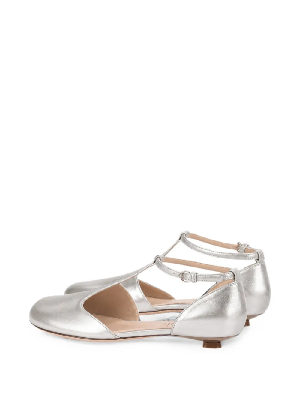 AGL metallic-effect T-bar ballet flats Zilver