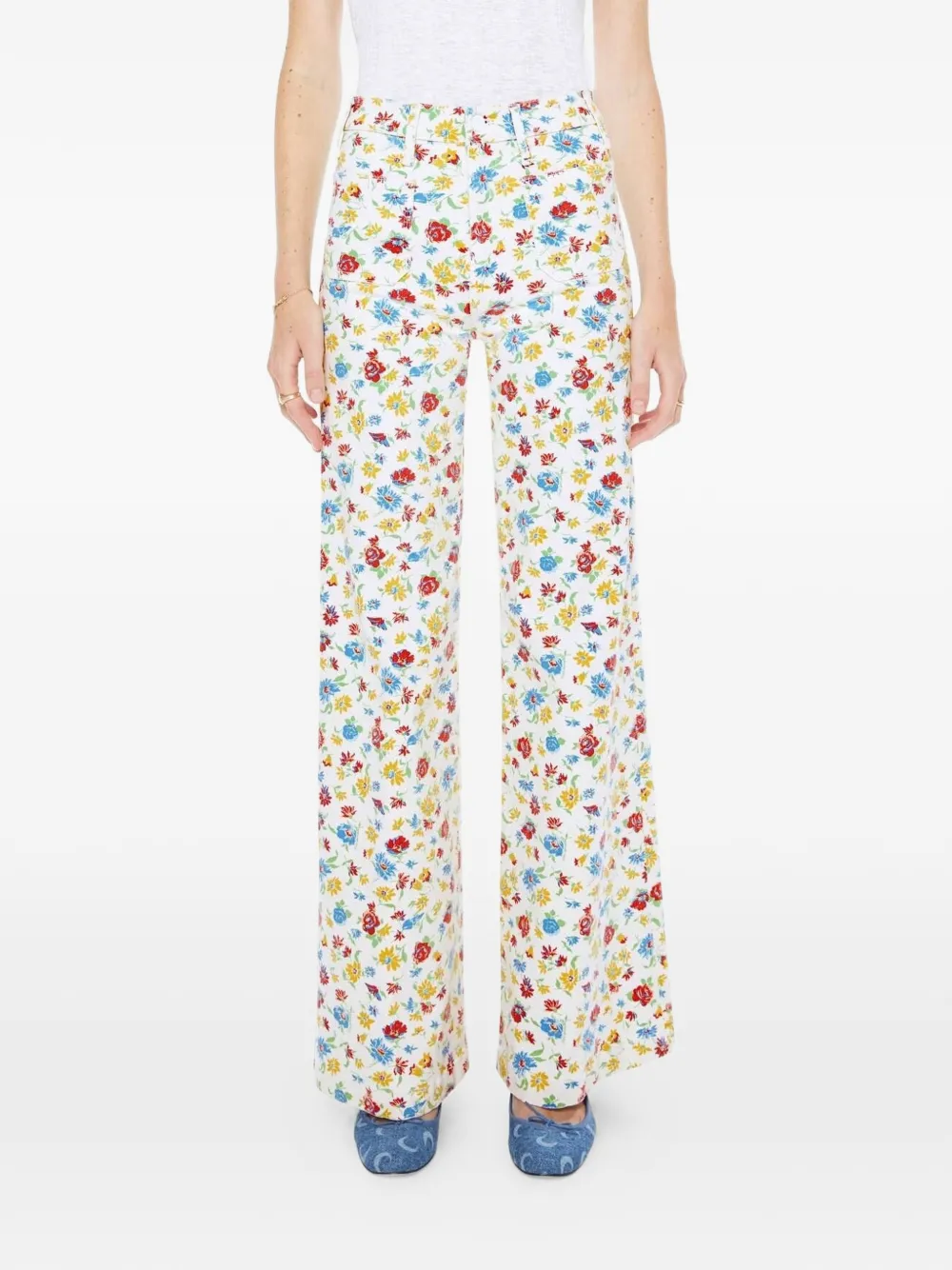 MOTHER floral-detail trousers - Bianco