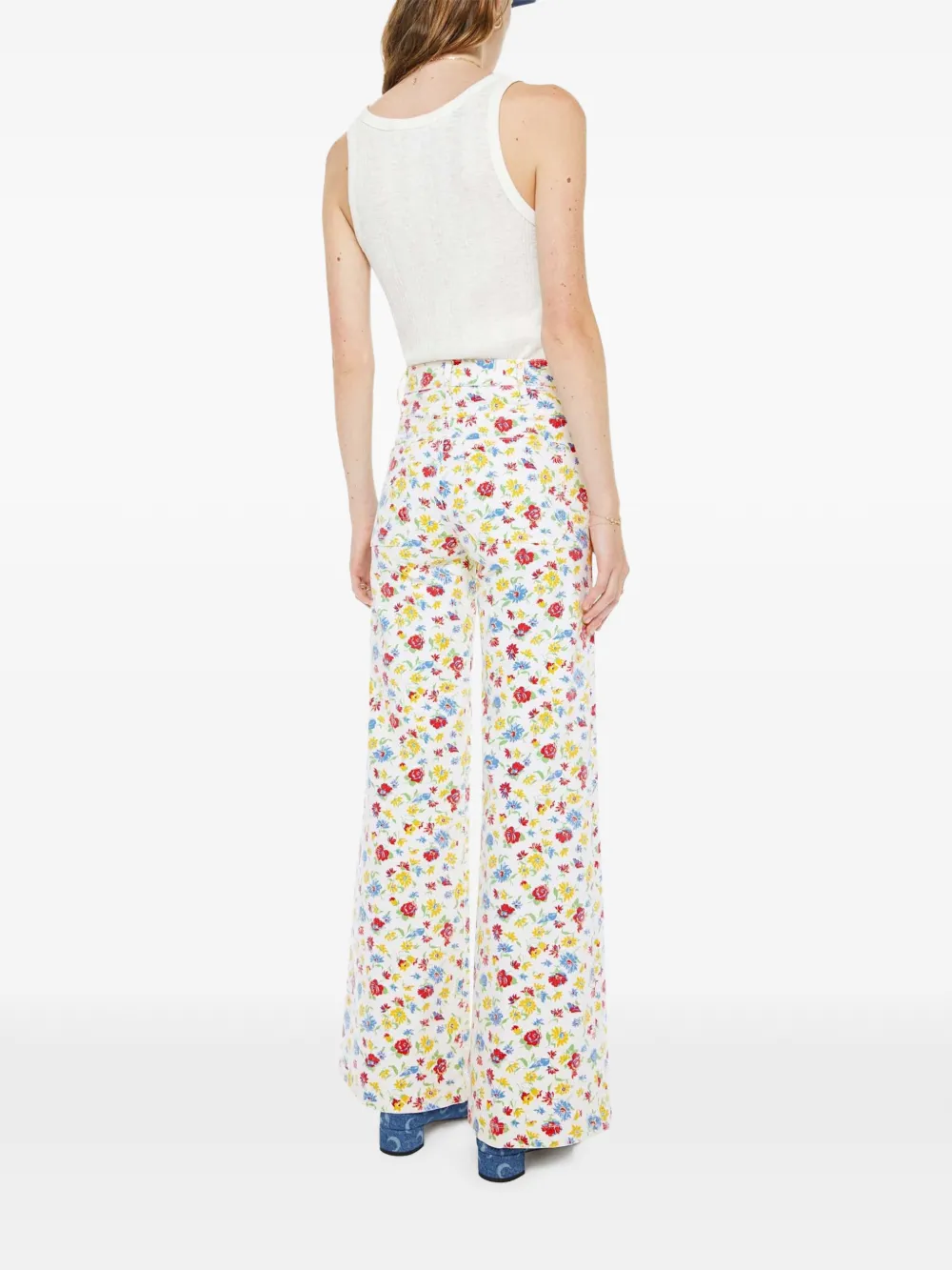 MOTHER Broek met bloemdetail Wit