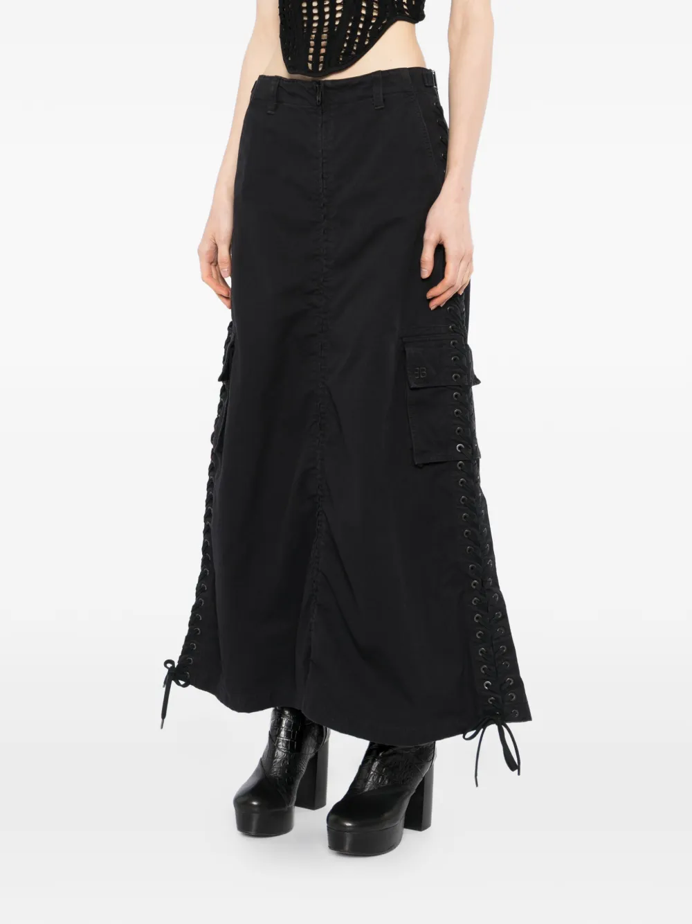 Balenciaga Cargo rok met strik Zwart