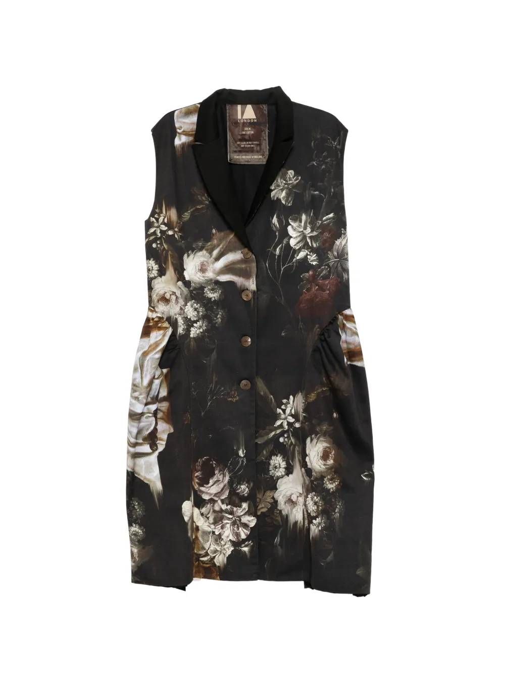 IA LONDON Cappotto smanicato a fiori - Nero