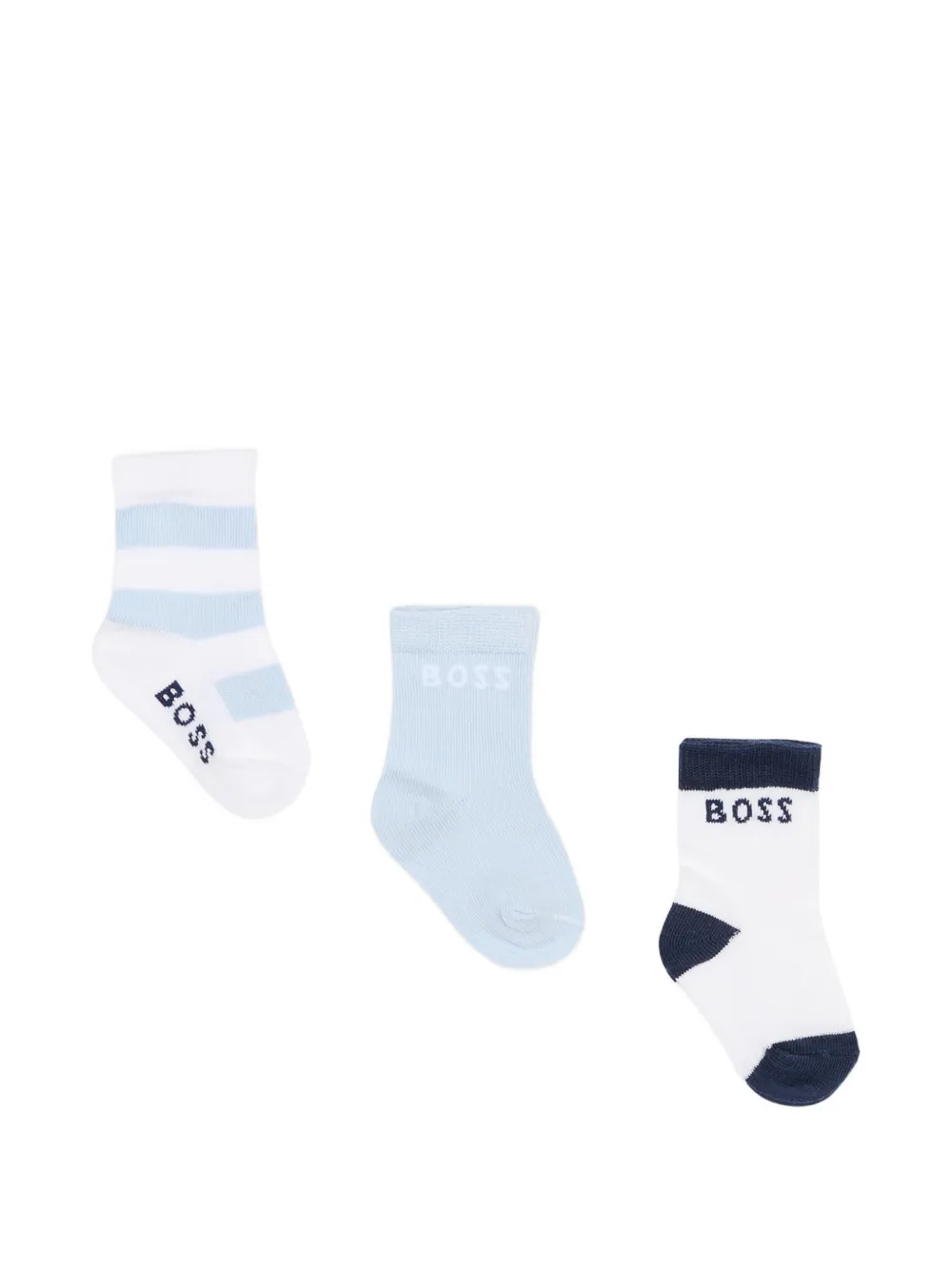 BOSS Kidswear ribbed trim socks set (set of three) - Bianco