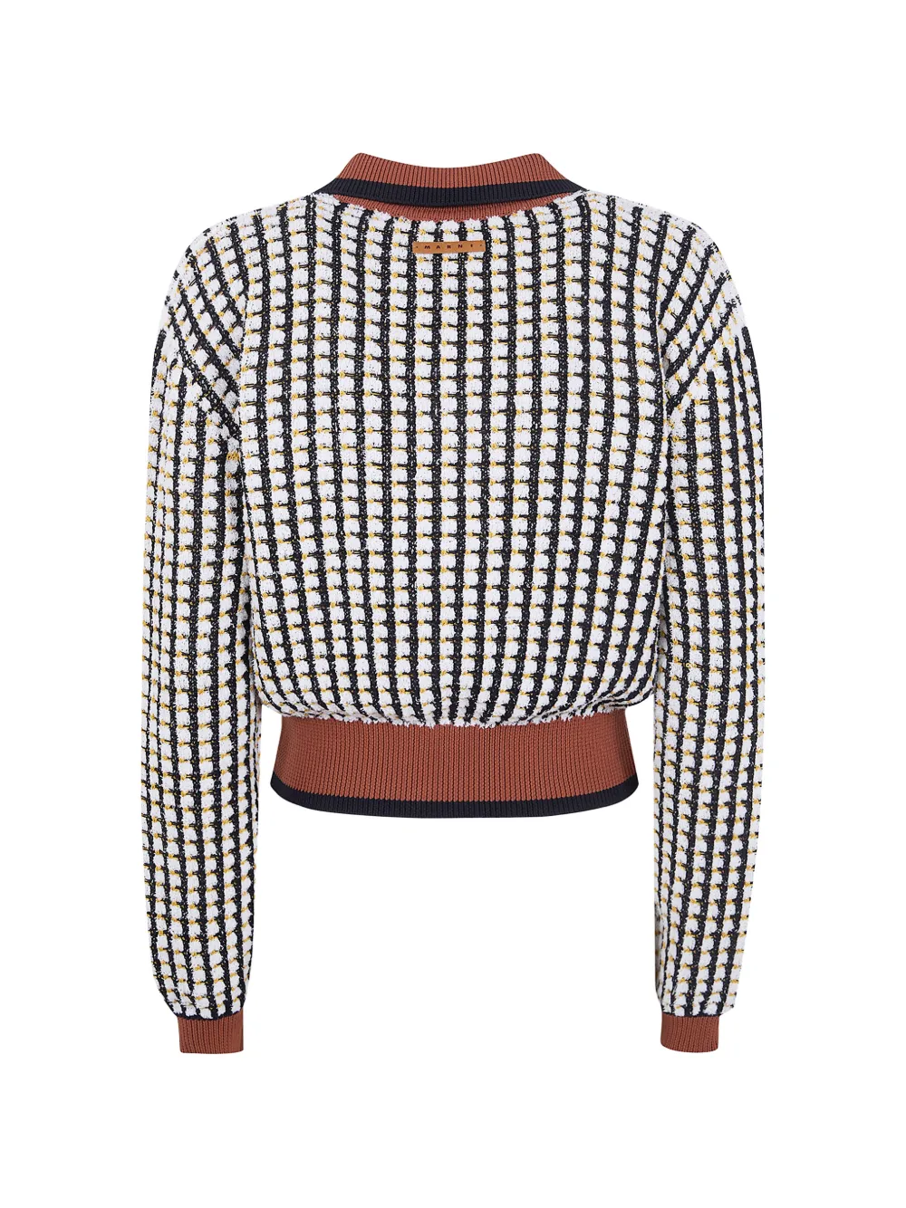  Marni Collared Grid Cotton Knitwear - Brown 