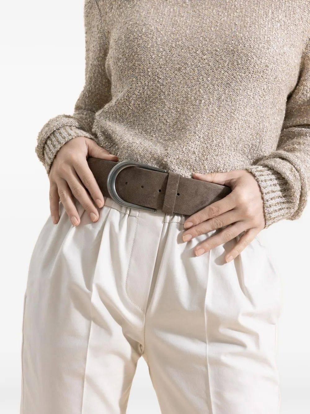  Brunello Cucinelli Suede Belt - Brown 