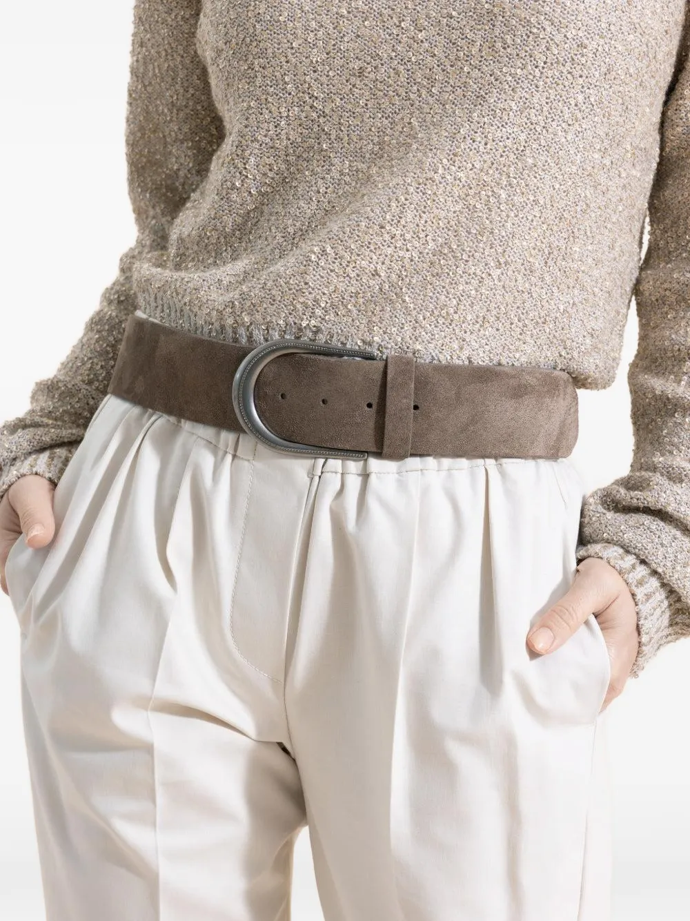  Brunello Cucinelli Suede Belt - Brown 