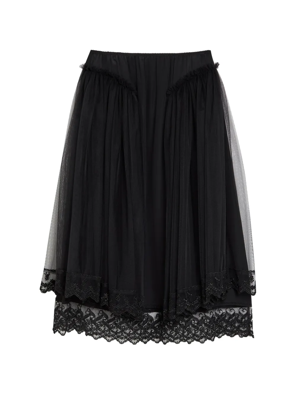 Simone Rocha ruffled lace midi skirt - Nero