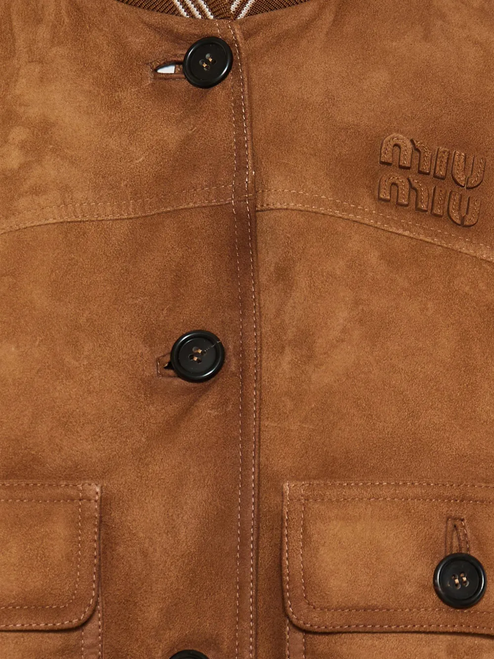  Miu Miu Patch Pocket Jacket - Brown 