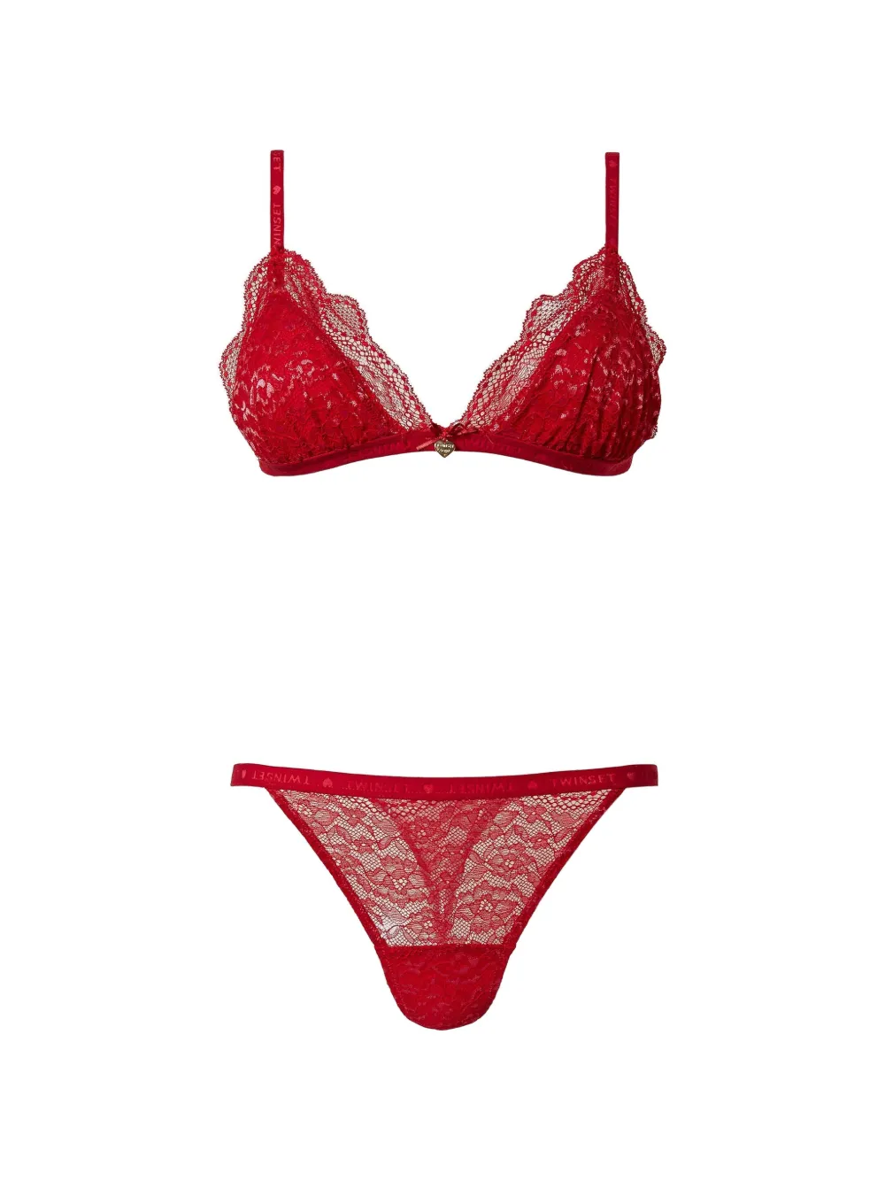 TWINSET lace triangle bra - Rosso