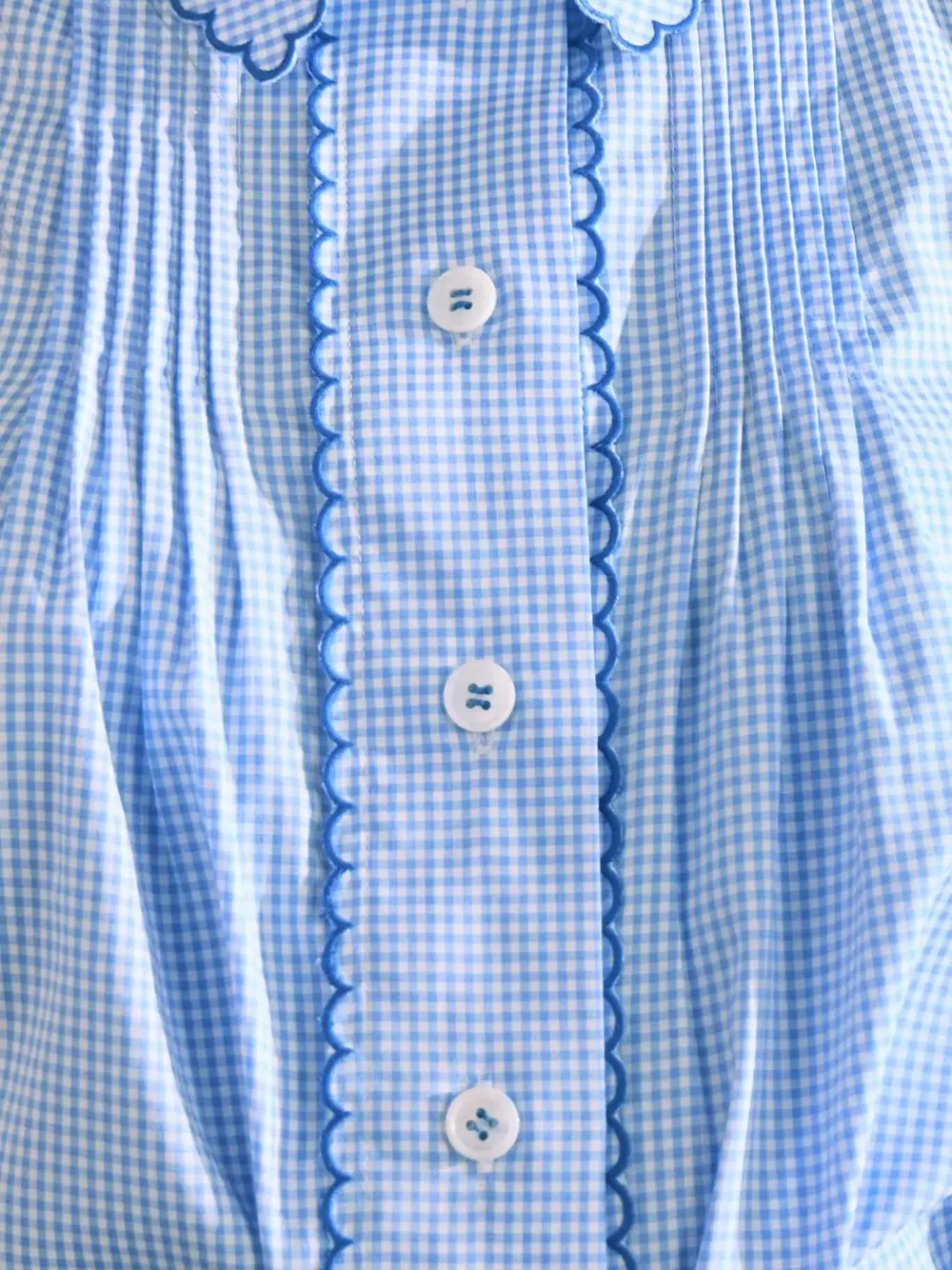  Hunter Bell Scallop-trim Check Shirt - Blue 