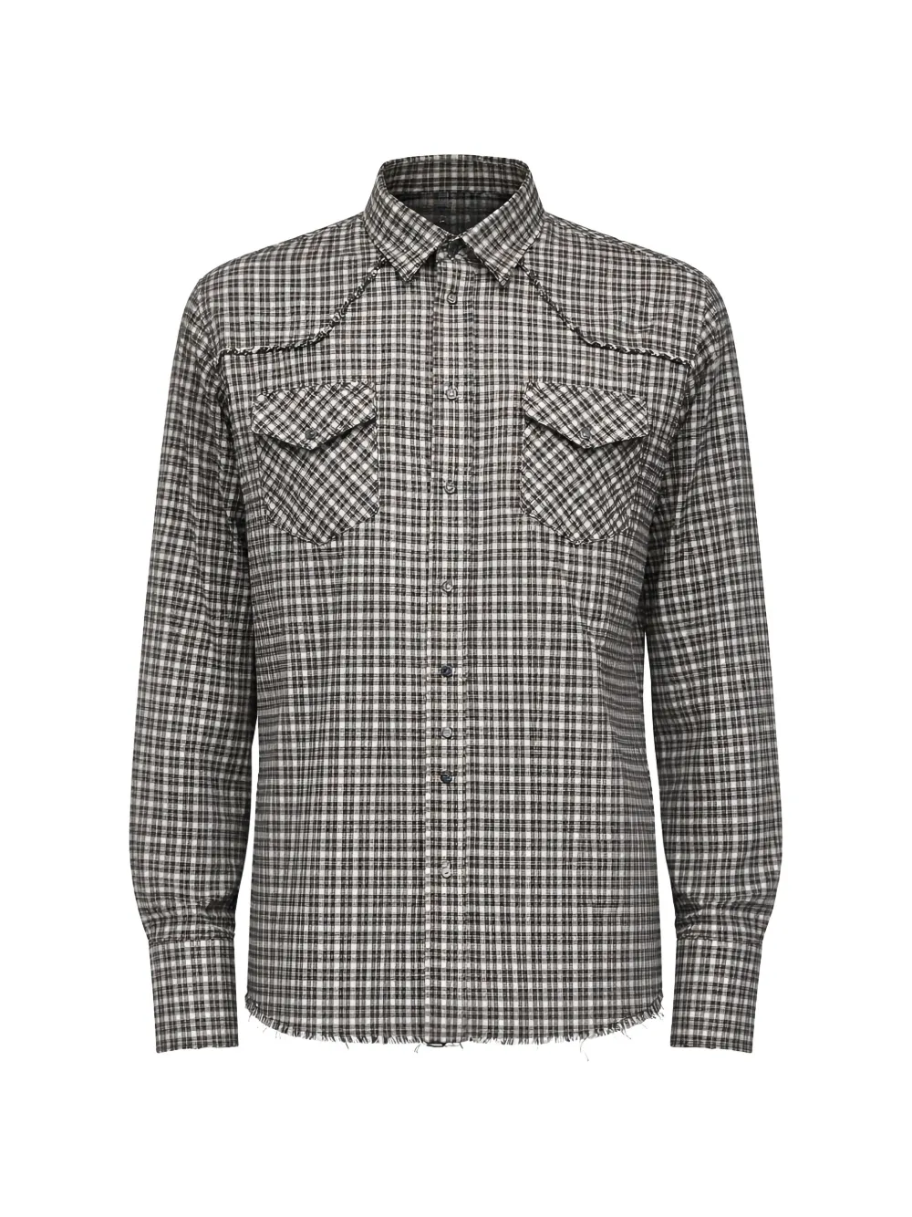 Laneus frayed plaid shirt - Grigio