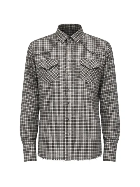 Laneus frayed plaid shirt