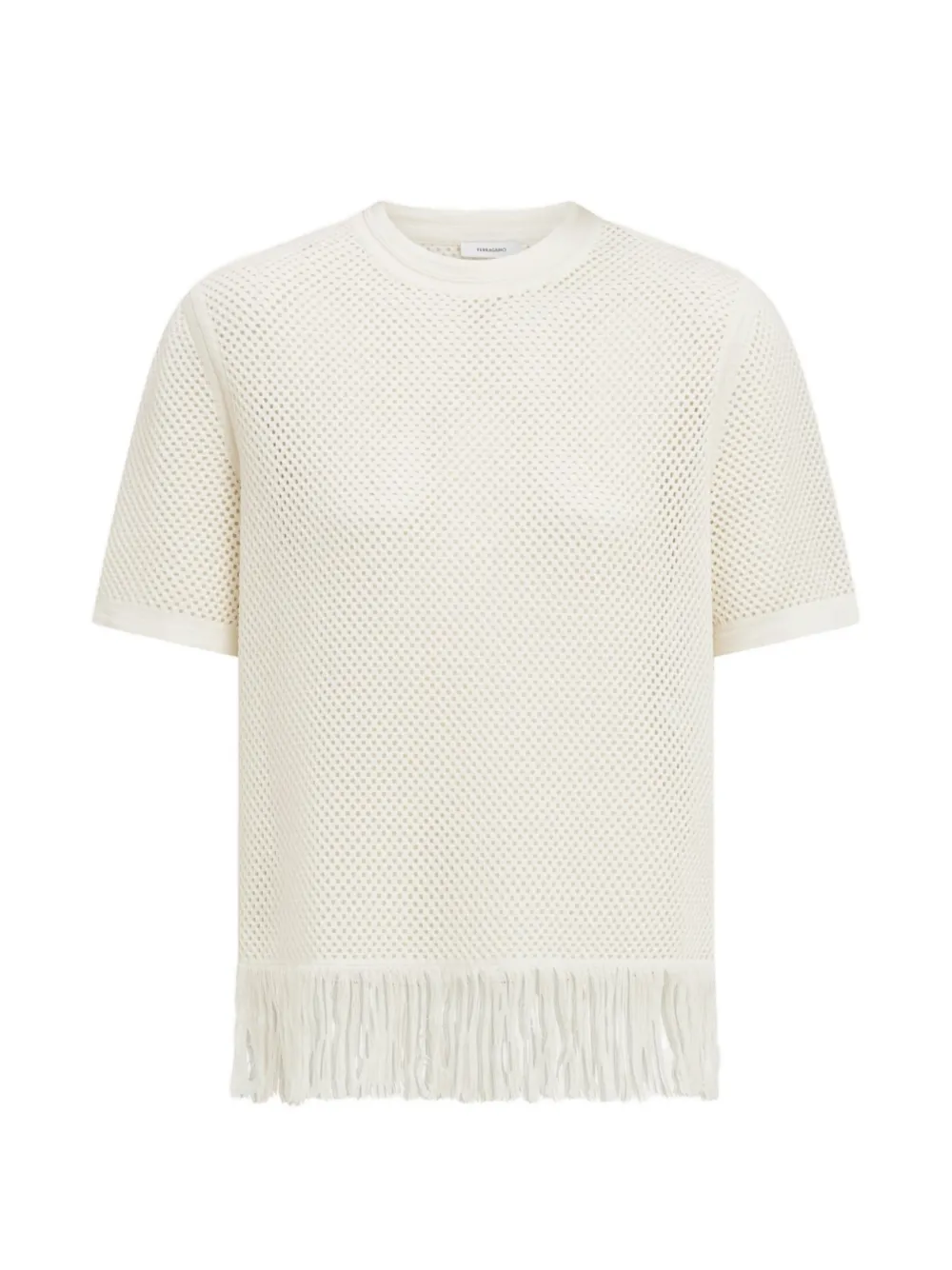 Ferragamo fringed net T-shirt - Bianco