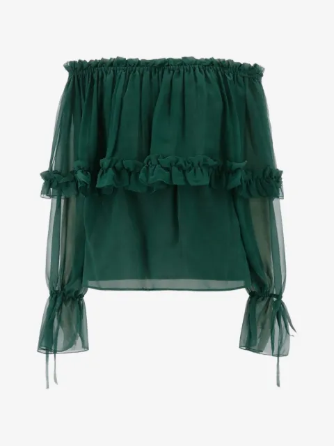 Saint Laurent ruffled off-shoulder top